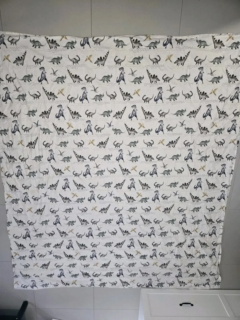 Pottery Barn Kids blue dinosaurs skeletons FLAT sheet EUC 100% cotton FULL